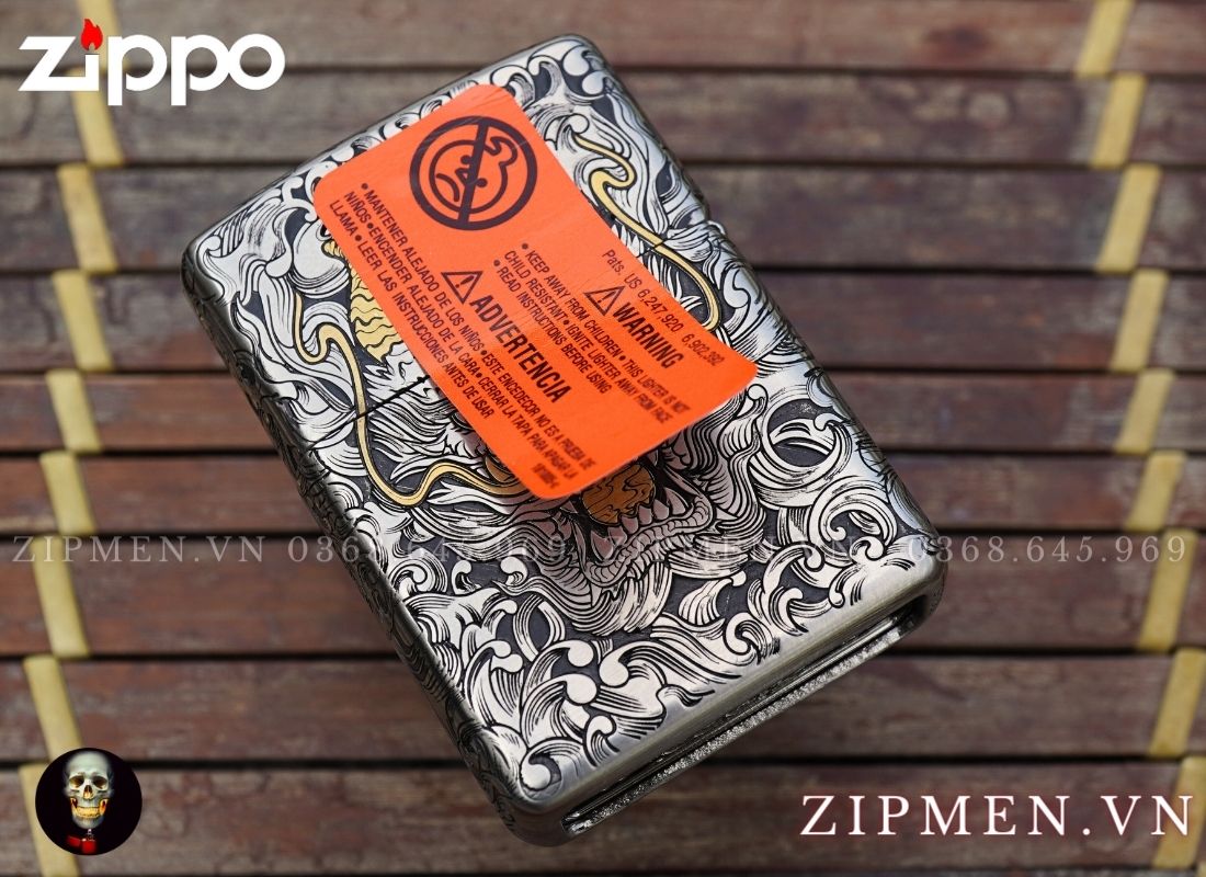 bật lửa zippo cá chép vượt ngũ môn bọc thép xuất Nhật