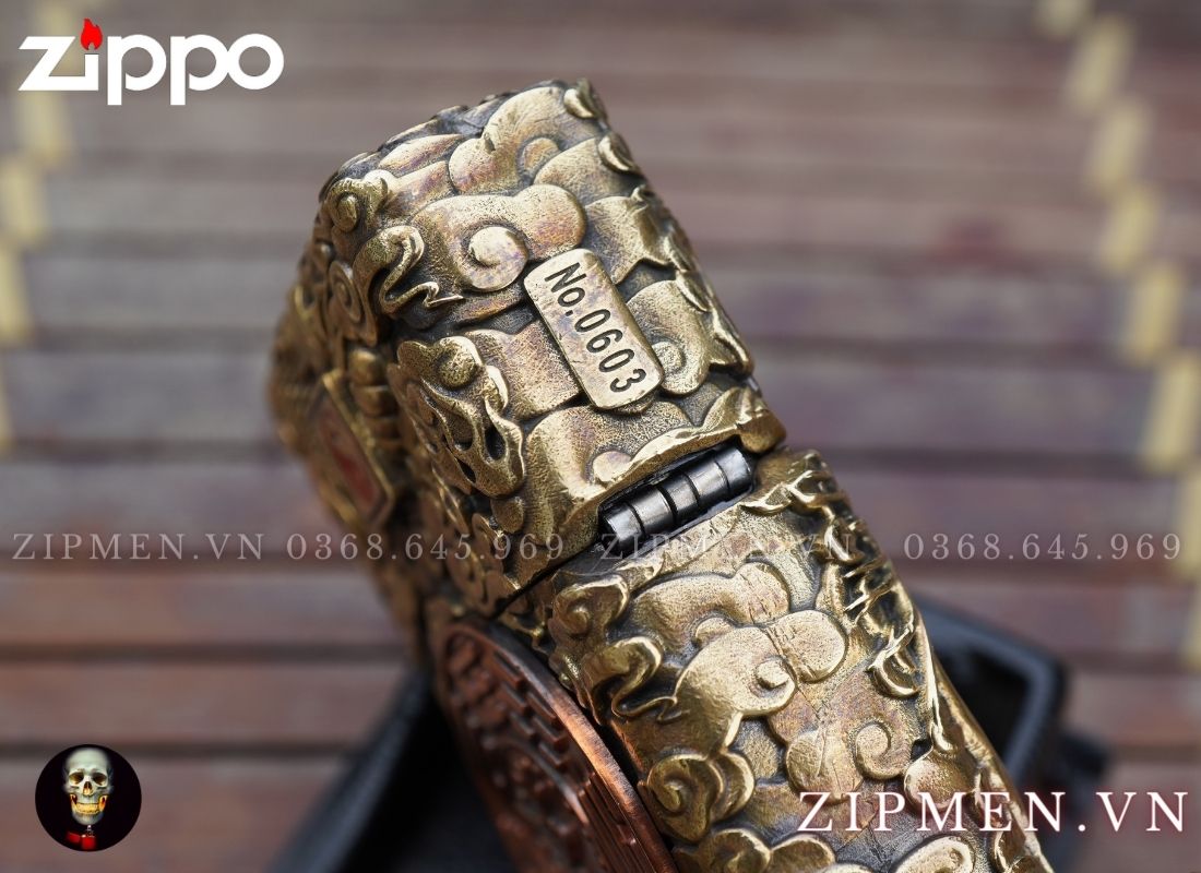 zippo cao cấp xuất Nhật chủ đề tứ linh