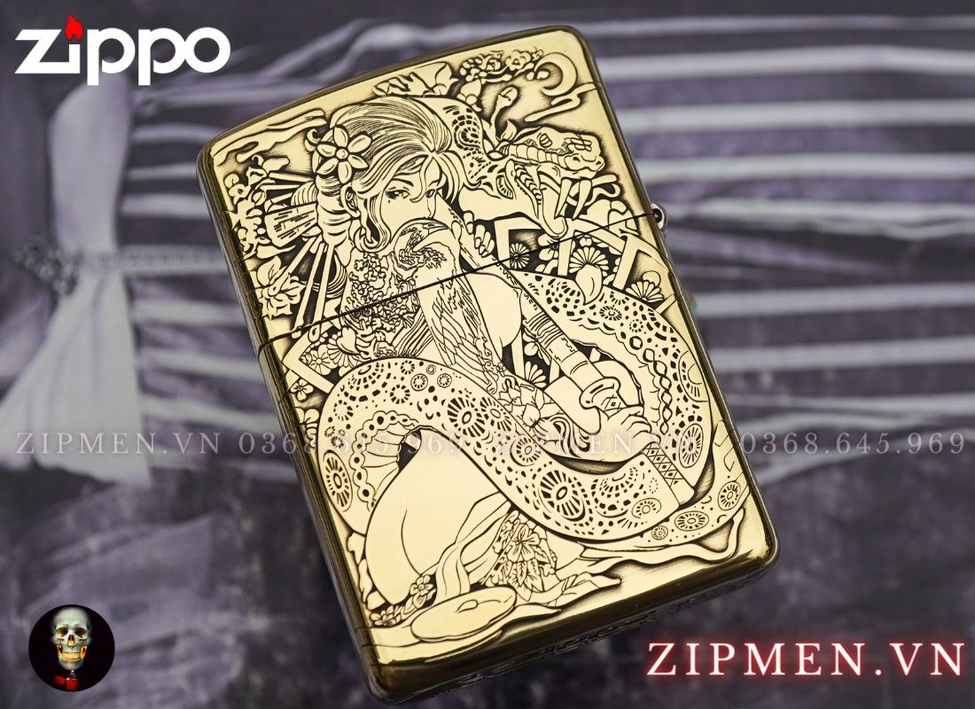 Zippo USA nữ chiến binh Geisha Samurai cầm kiếm Katana