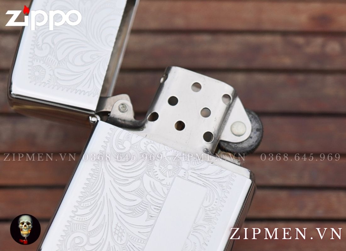 Bật lửa zippo usa cổ xưa năm 1980 chủ đề Hoa Ven Ý