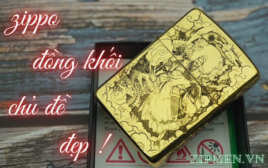 Zippo đồng khối chủ đề quan công