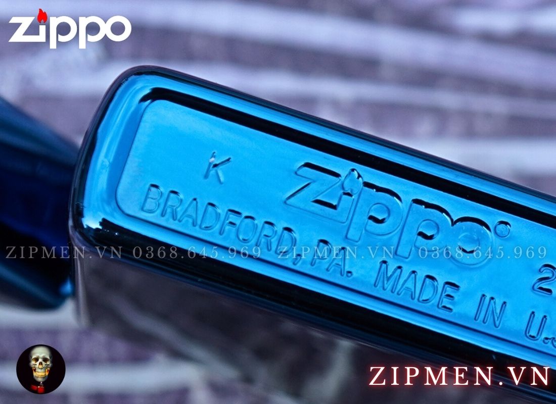 Bật lửa zippo USA logo 555 màu xanh saphire