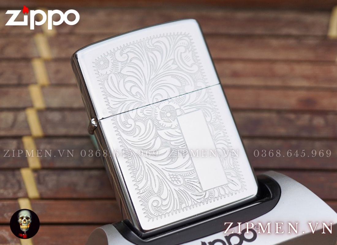 Bật lửa zippo usa cổ xưa năm 1980 chủ đề Hoa Ven Ý