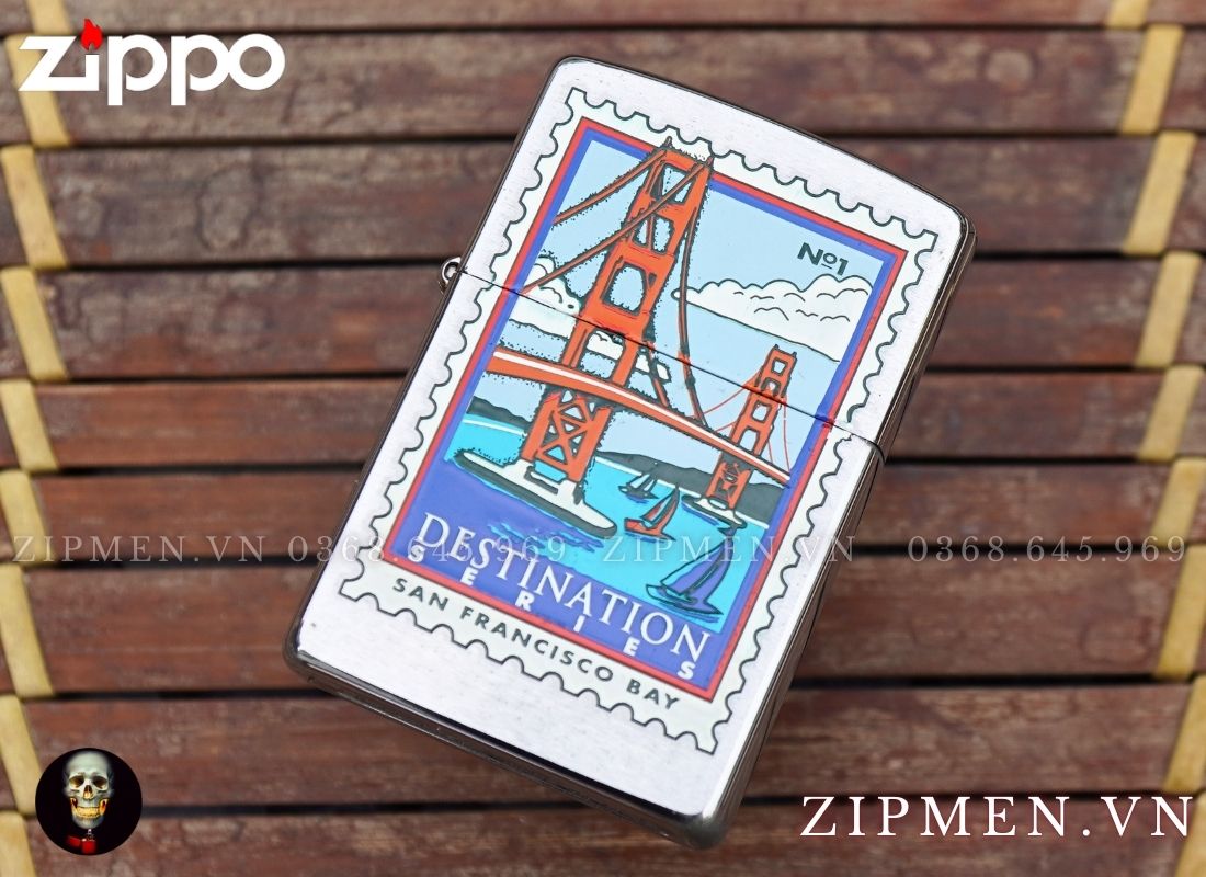 Zippo la mã mộc kép năm 2000 XVI chủ đề San Francisco Bay