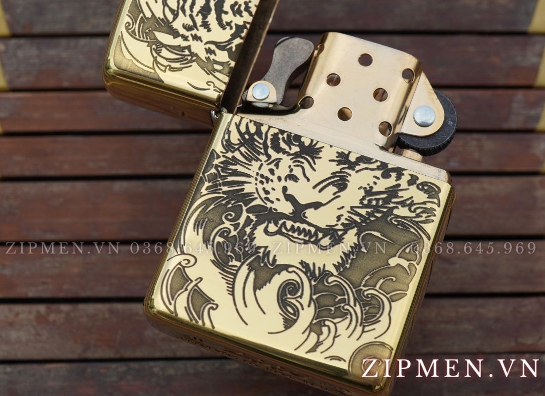 zippo armor cao cấp chủ đèn hình mặt hổ