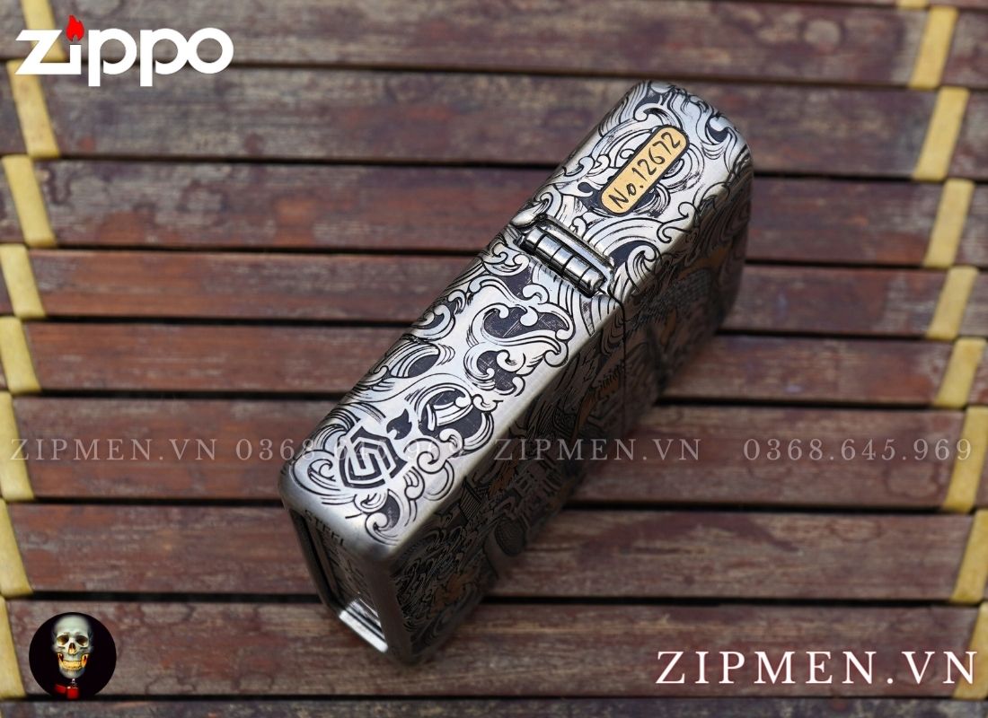 bật lửa zippo cá chép vượt ngũ môn bọc thép xuất Nhật