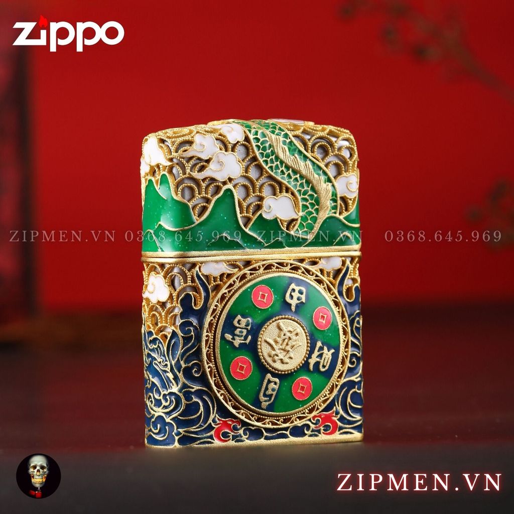 Bật lửa zippo xuất Nhật chủ đề rồng xanh