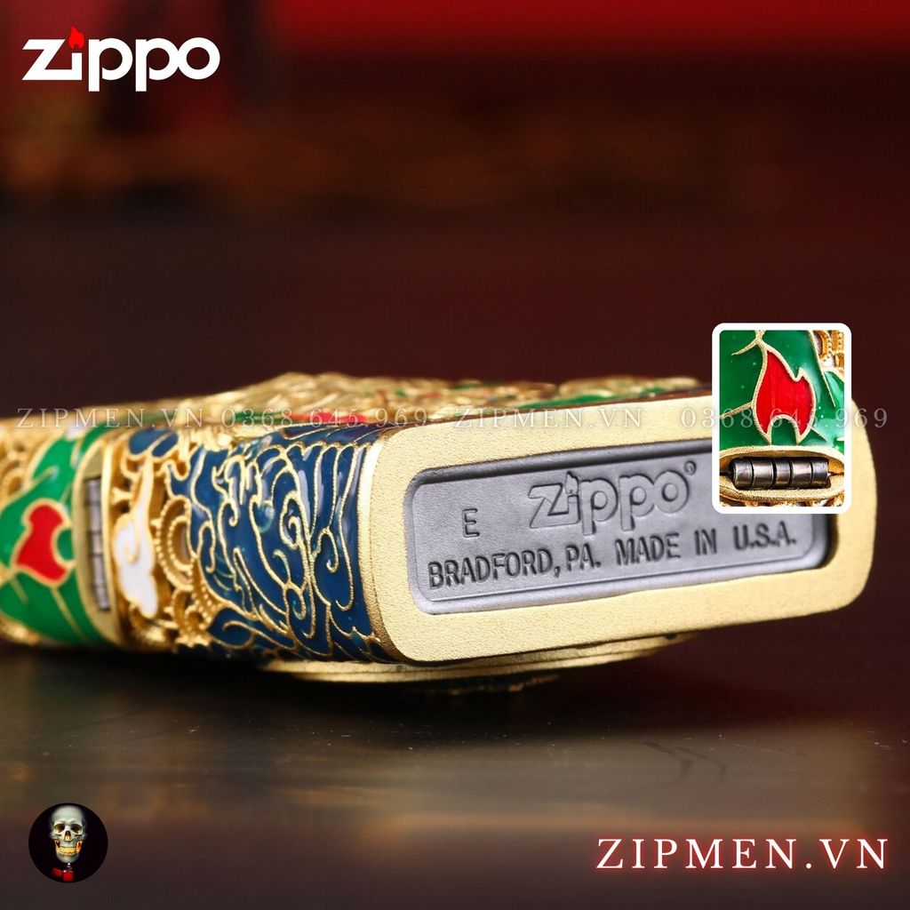 Bật lửa zippo xuất Nhật chủ đề rồng xanh