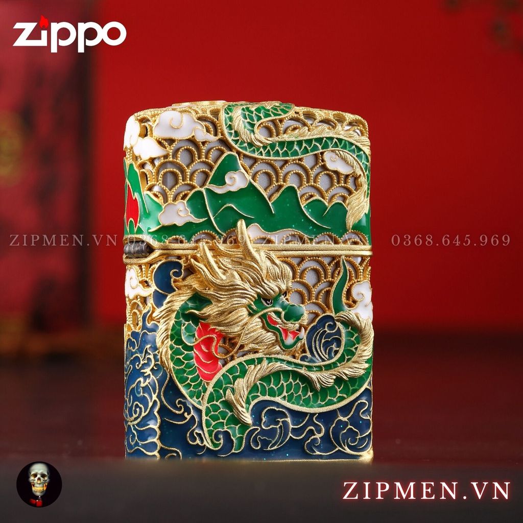 Bật lửa zippo xuất Nhật chủ đề rồng xanh