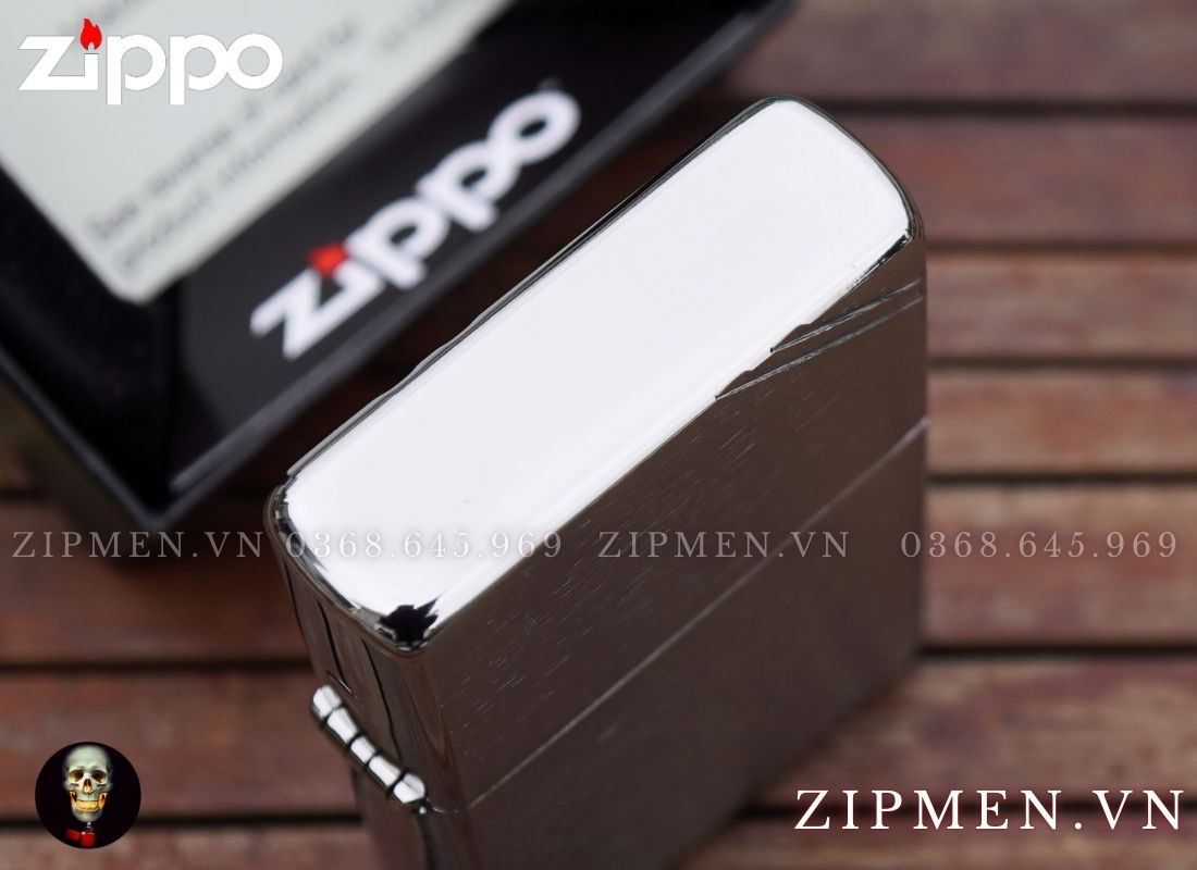 Bật lửa zippo vintage tái bản 1937 trắng nhám góc chính hãng z230