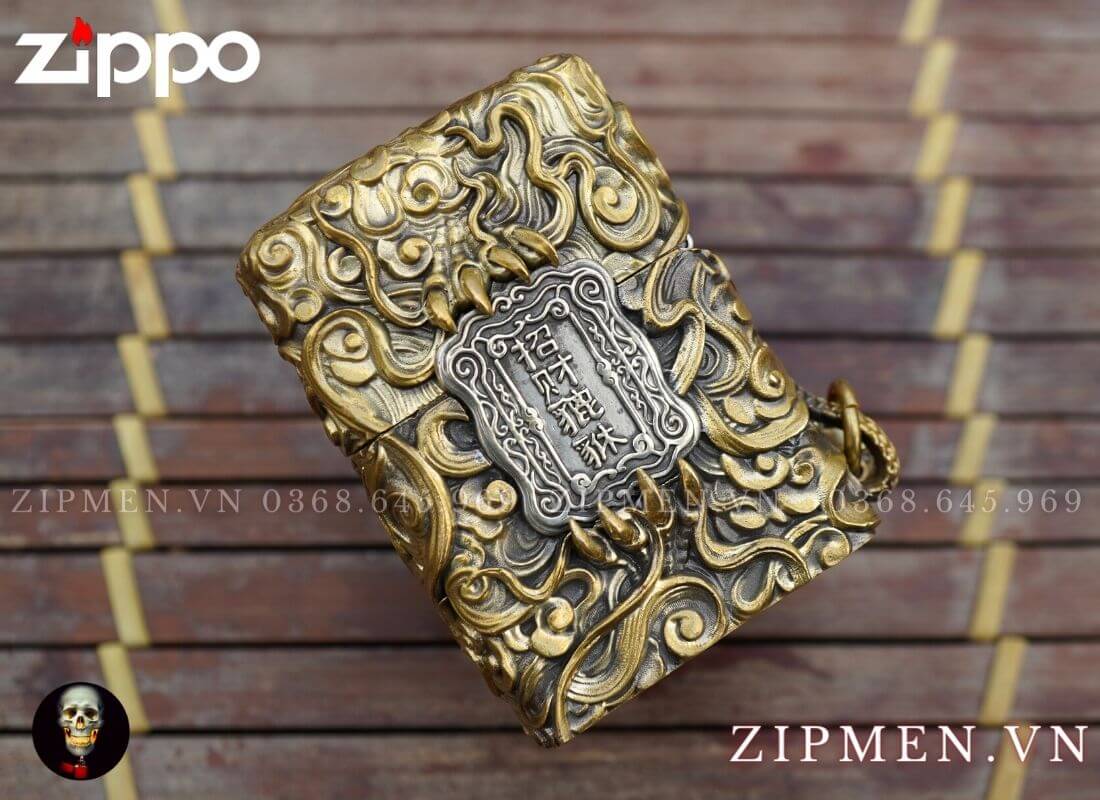 zippo hình ty hưu tiền vàng may mắn