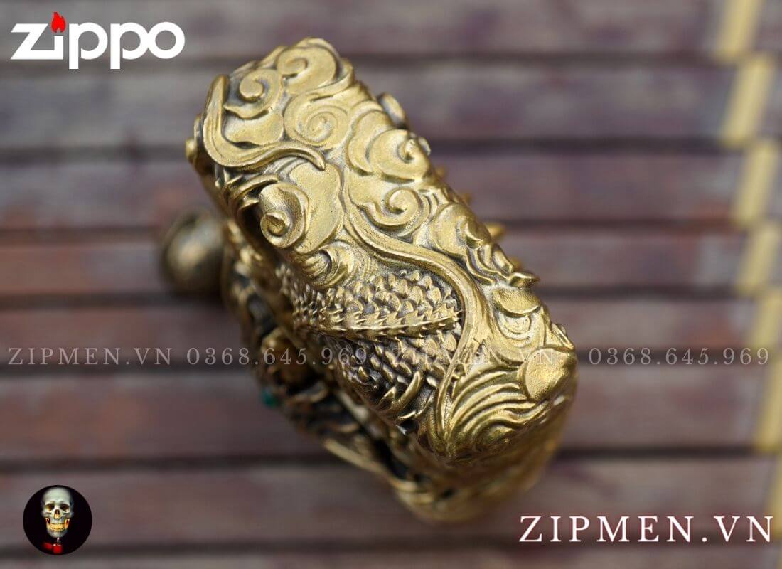 zippo hình ty hưu tiền vàng may mắn