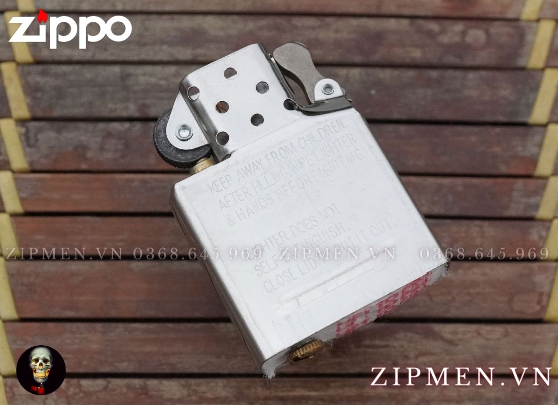 Bật lửa zippo xuất Nhật bọc thép trắng chủ đề chim phượng hoàng