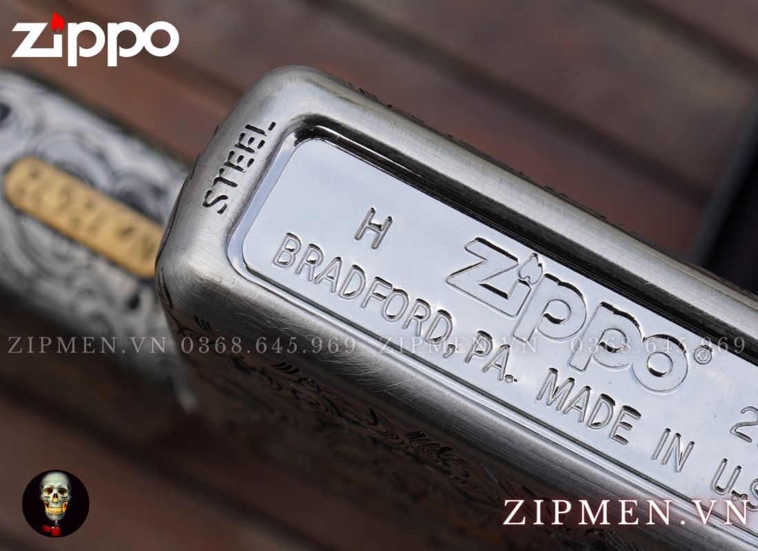 bật lửa zippo cá chép vượt ngũ môn bọc thép xuất Nhật