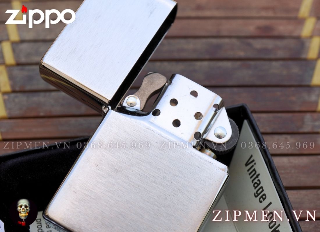 Zippo vintage 1937 trắng nhám trơn
