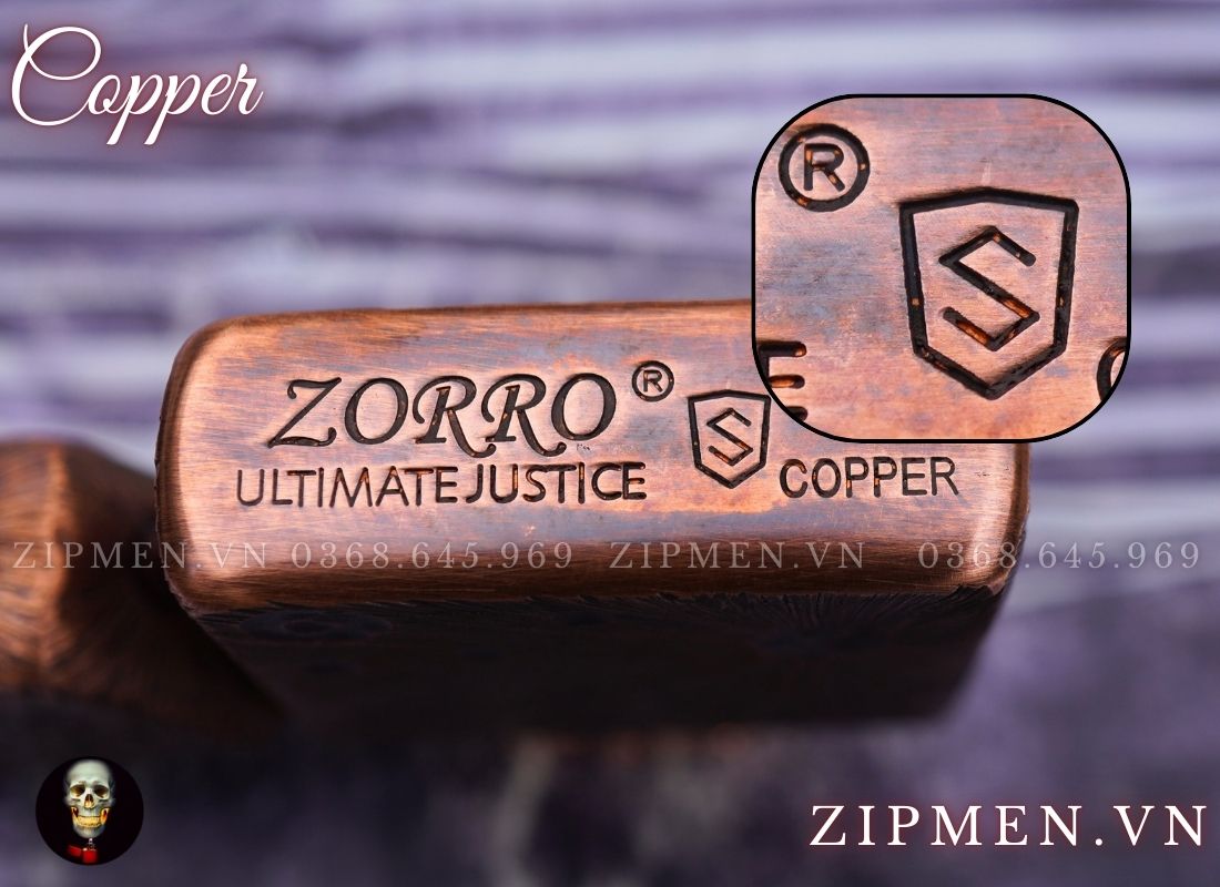 Bật lửa zorro supper copper đồng đỏ hình mặt trăng