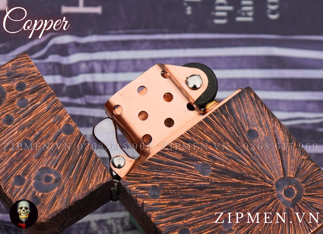 Bật lửa zorro supper copper đồng đỏ hình mặt trăng