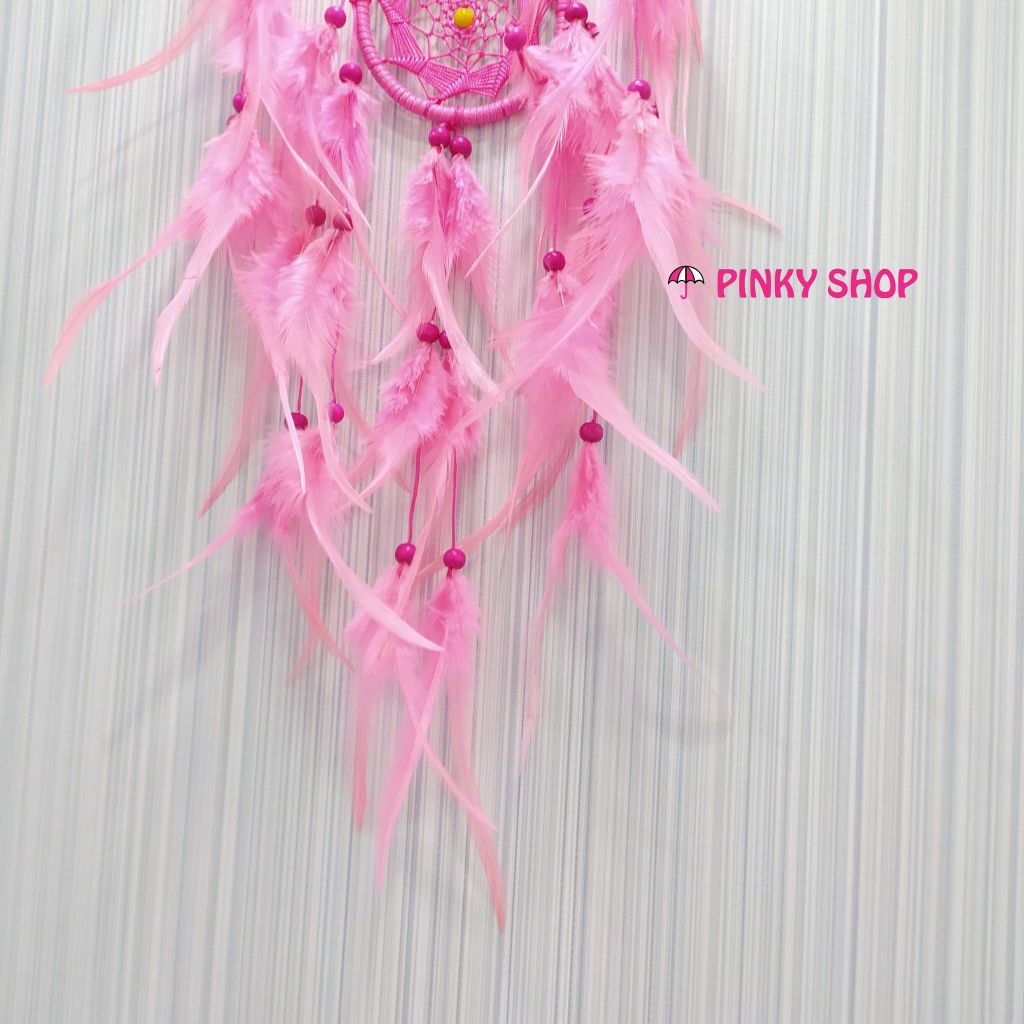 Dreamcatcher handmade màu hồng baby trang trí nhà cửa 1- Mã DRHT1