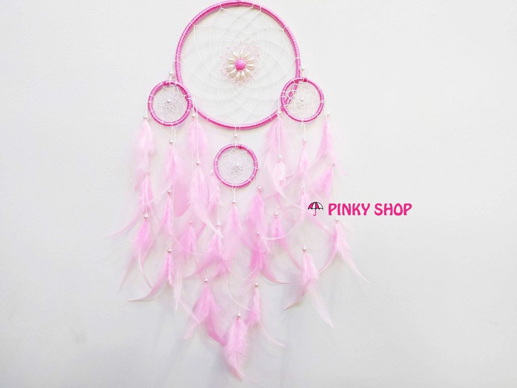 Dreamcatcher handmade màu hồng pastel nhạt hình bông hoa - Mã DRLHNH1