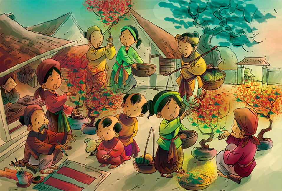 Dòng nét trên bức tranh về đề tài ngày Tết và mùa xuân thể hiện sự tinh tế, tươi mới và phong phú của truyền thống văn hoá Việt. Hãy cùng thưởng thức và chiêm ngưỡng bức tranh, để cảm nhận những giá trị đẹp và lạc quan của đất nước Việt Nam.