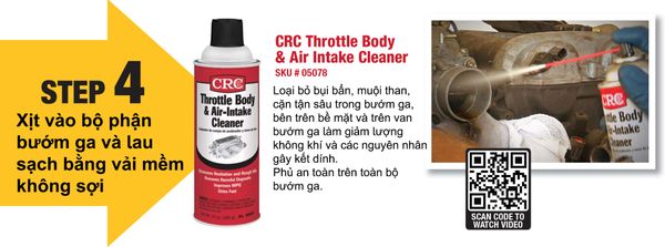 Sử dụng CRC THROTTLE BODY/AIR- INTAKE Cleaner