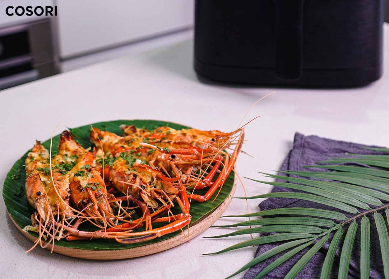 Làm tôm càng nướng phô mai bằng nồi chiên không dầu