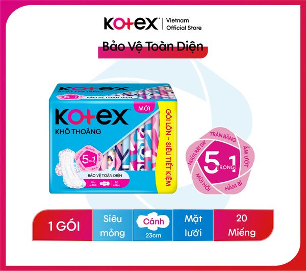 Băng vệ sinh Kotex khô thoáng Maxi cánh 20 miếng