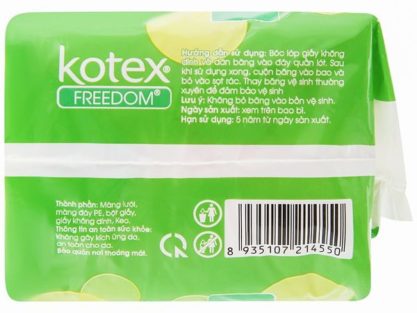 Băng vệ sinh Kotex Freedom Maxi không cánh 8 miếng