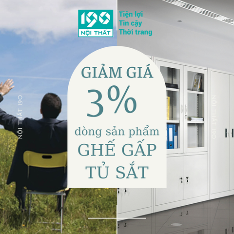THÔNG BÁO GIẢM GIÁ 3% DÒNG SẢN PHẨM GHẾ GẤP VÀ TỦ SẮT