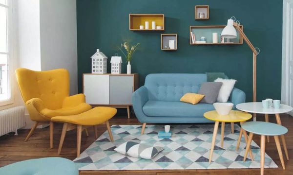 Đan xen màu sắc với phong cách Retro trong thiết kế không gian phòng khách