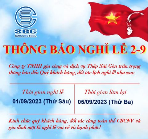 THÔNG BÁO NGHỈ LỄ QUỐC KHÁNH 2-9