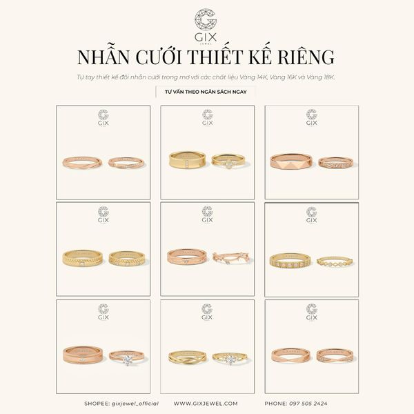 nhẫn cưới vàng tây 10k
