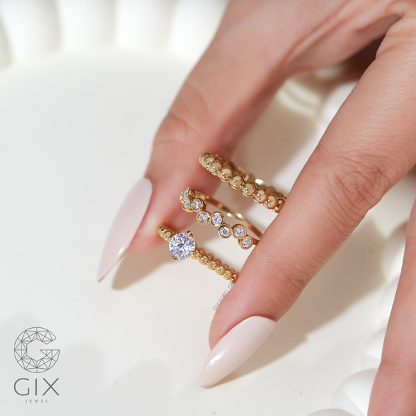 nhẫn vàng 18k đai bi
