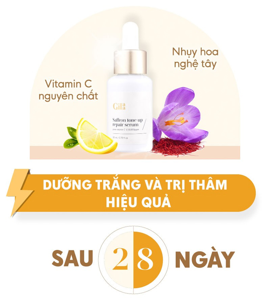Tinh Chất Dưỡng Trắng Da Nhụy Hoa Nghệ Tây Cô Đặc GILAA SAFFRON TONE UP REPAIR SERUM 20ml