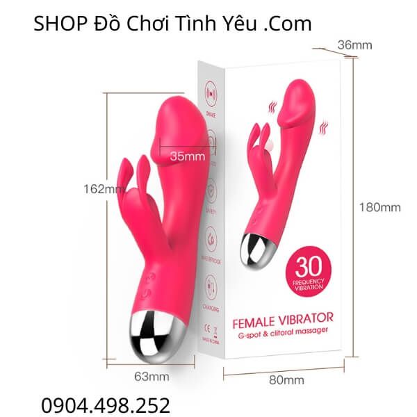Dương Vật Giả Cầm Tay Đa Năng Kèm Đầu Rung Tai Thỏ Cho Nữ