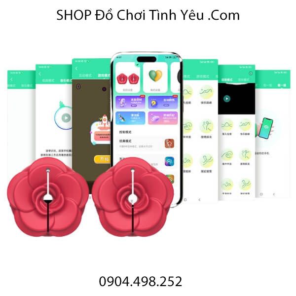 Máy Kẹp Núm Vú Hoa Hồng Rung Mạnh Điều Khiển Qua App CAMELLIA