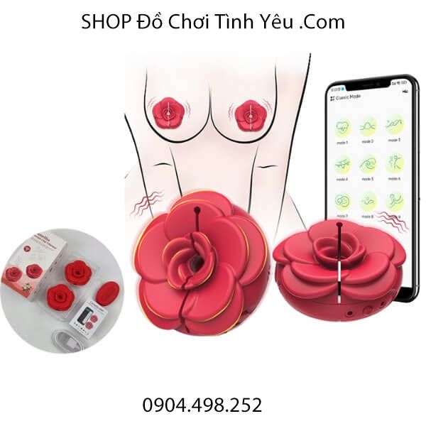 Máy Kẹp Núm Vú Hoa Hồng Rung Mạnh Điều Khiển Qua App CAMELLIA
