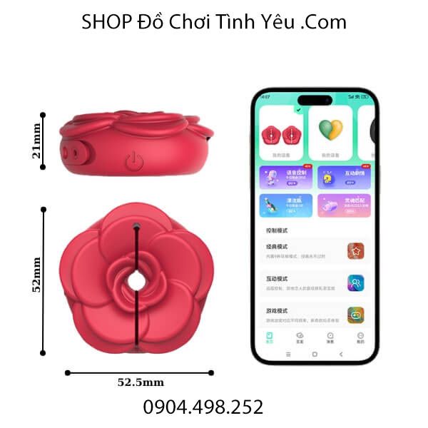Máy Kẹp Núm Vú Hoa Hồng Rung Mạnh Điều Khiển Qua App CAMELLIA