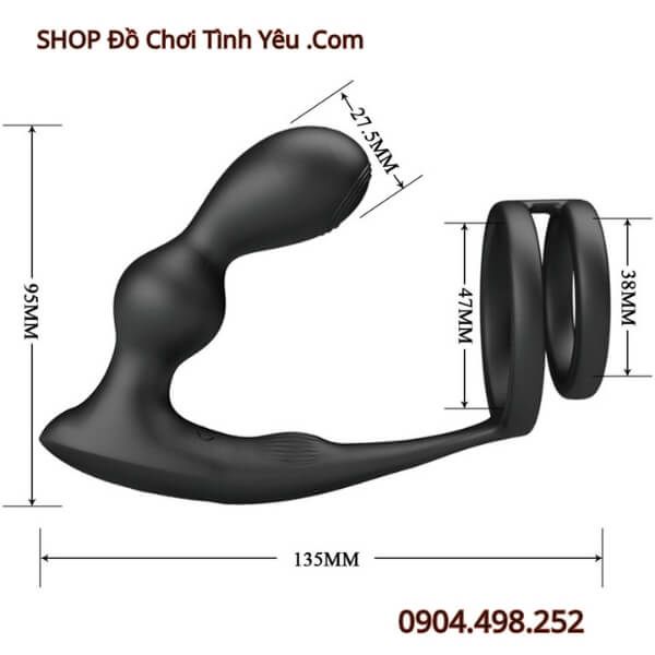 Máy Rung Hậu Môn Kèm Vòng Đôi Khóa Tinh Có Điều Khiển MARSHALL