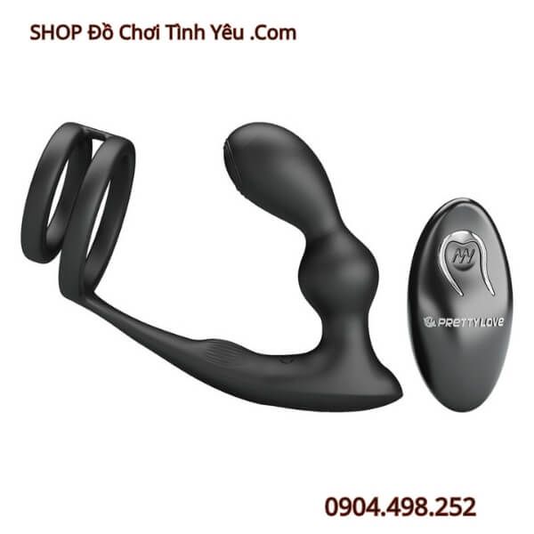 Máy Rung Hậu Môn Kèm Vòng Đôi Khóa Tinh Có Điều Khiển MARSHALL