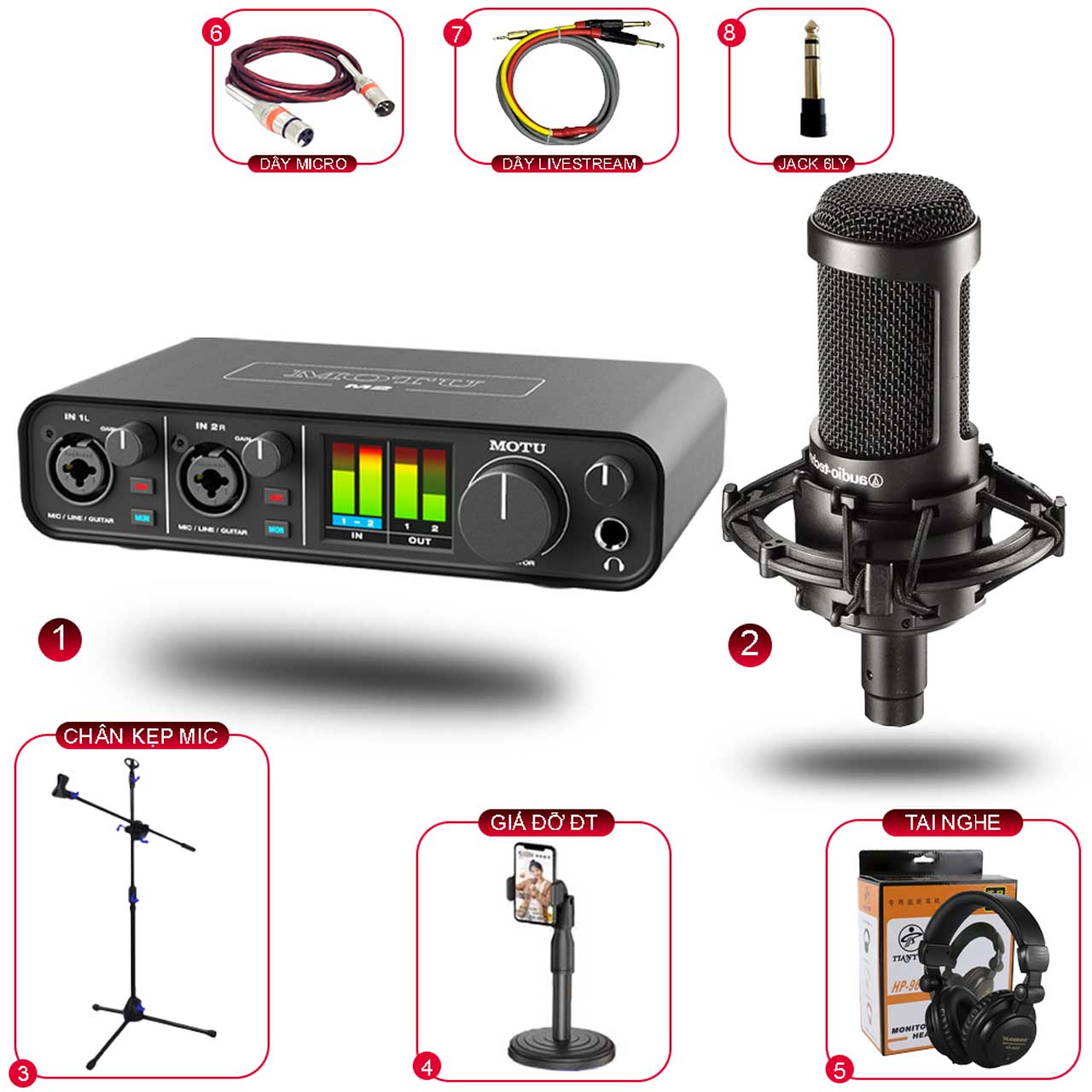 Combo Sound Card MOTU M2 Và Micro Thu Âm AT2035