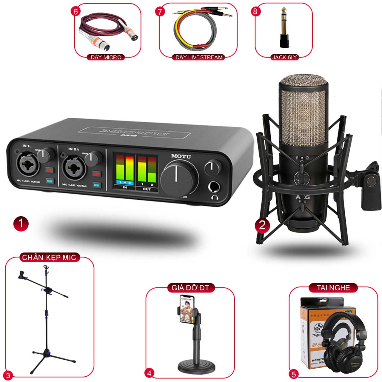 Combo Sound Card MOTU M2 Và Micro AKG P420 Chuyên Nghiệp