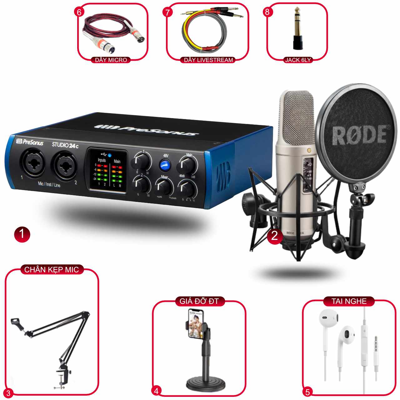Combo Thu Âm Presonus Studio 24C Và Micro Rode NT2-A