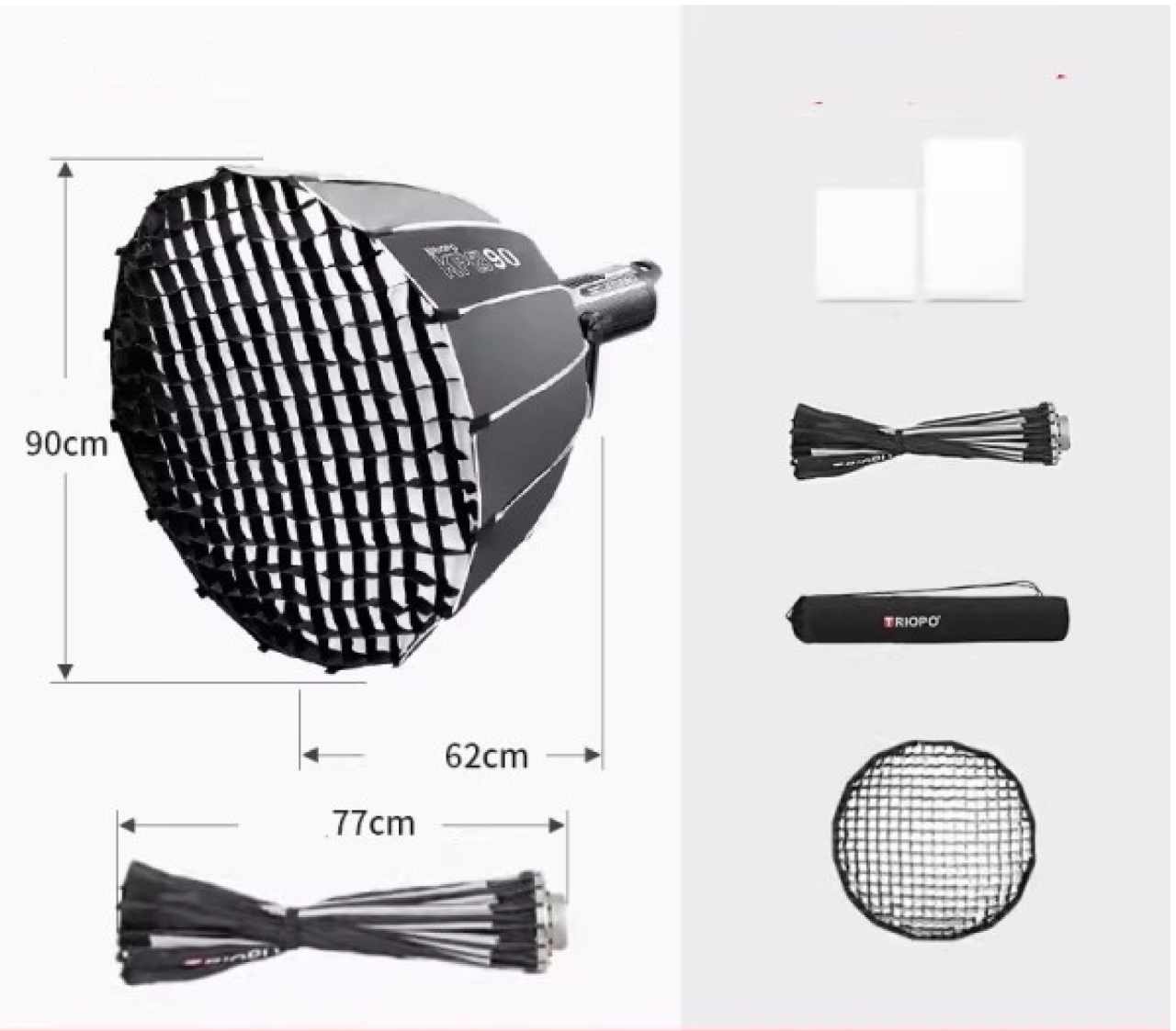 Triopo KP2-90 Softbox parabolic 90cm kèm lưới chuyên nghiệp
