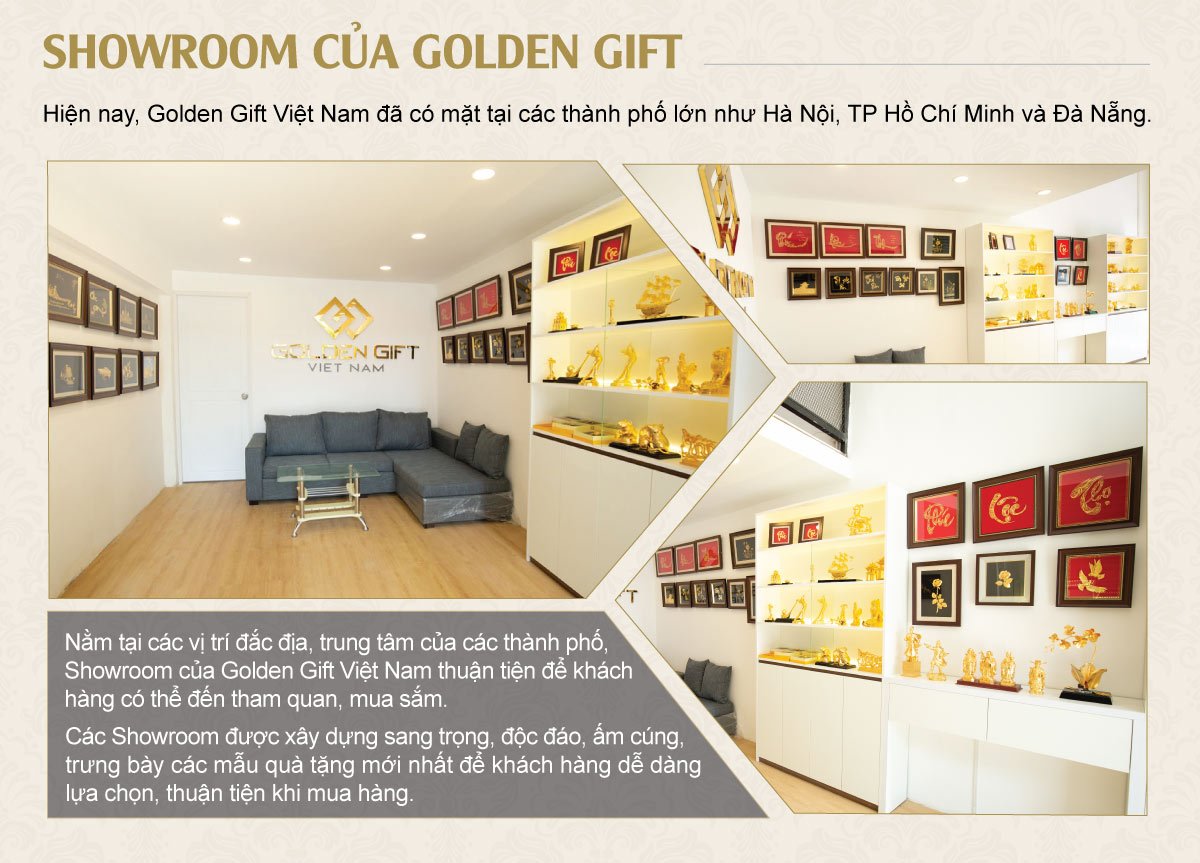 showroom bán tượng mèo mạ vàng 24K của Golden Gift