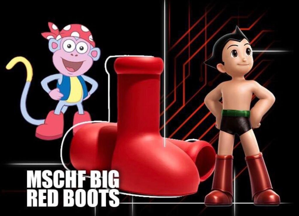 Thực hiện hoá ý tưởng thời trang từ Nhà Thám Hiểm Dora và Astro Boy với Big Red Boots của MSCHF!