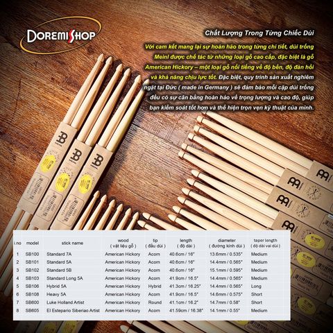 Các Loại Dùi Trống Meinl - Meinl Drumstick