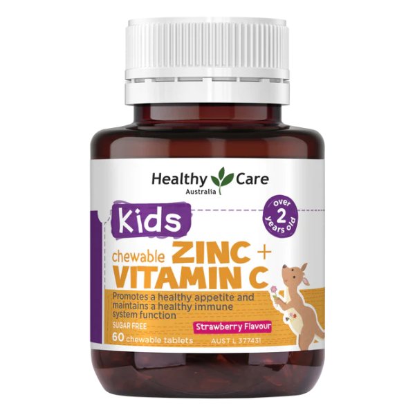 Viên nhai kẽm Healthy Care Kids Zinc Vitamin C cho bé