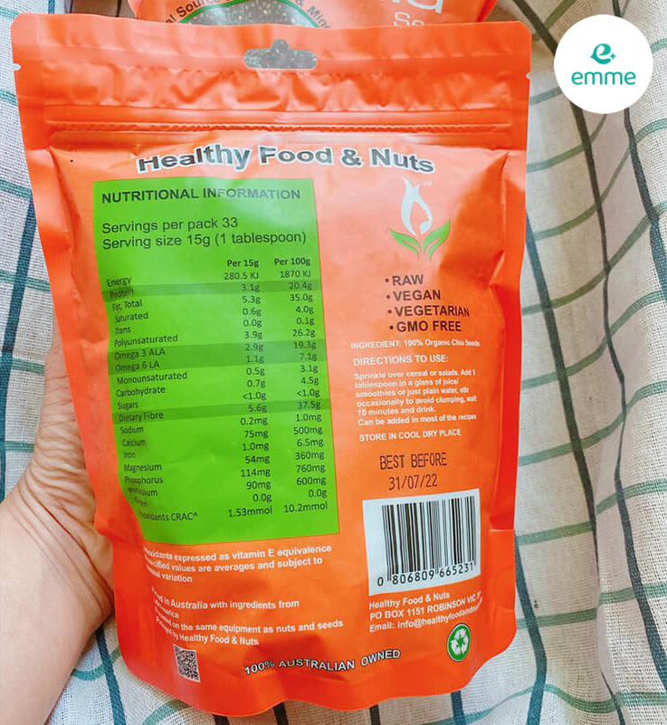 hạt chia healthy food & nuts organic chia seed 500g
