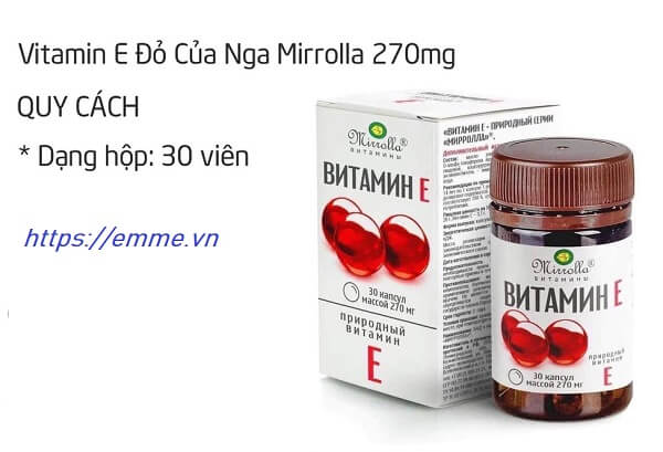 Vitamin E 270mg Mirrolla của Nga là sản phẩm uy tín được ưa chuộng tại thị trường Nga và nhiều nước châu Á